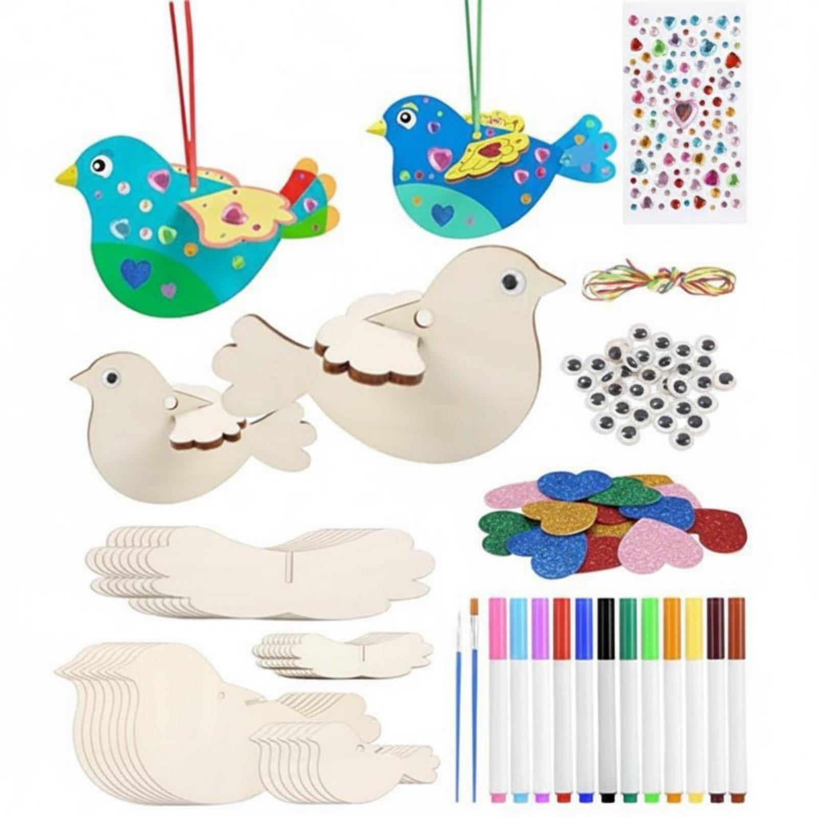 Kid Toys And Craft - Набор из 8 деревянных 3D-птичек для