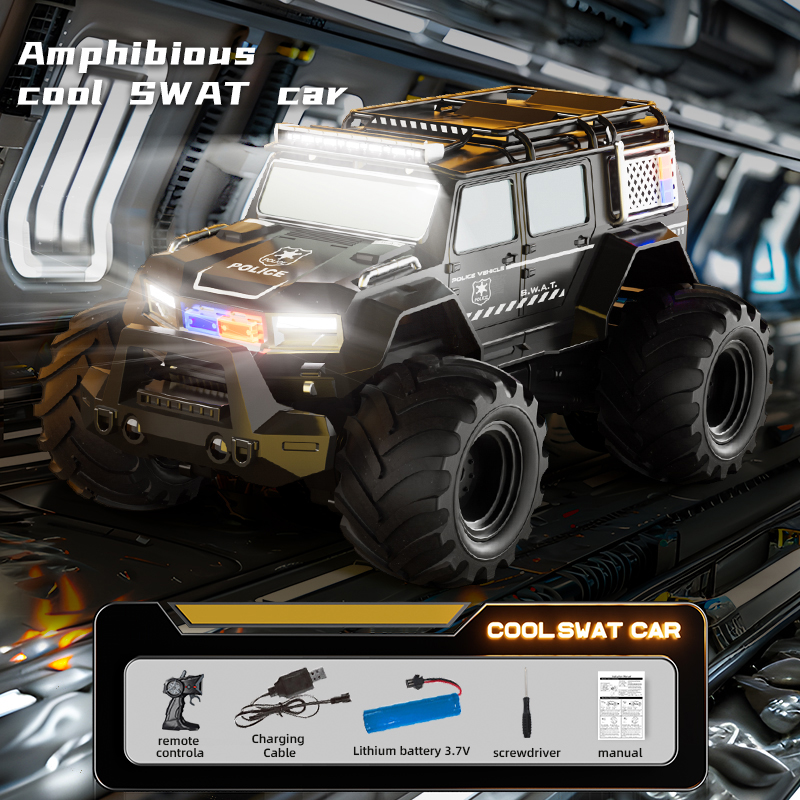 Kids Toys Electric Car - Радиоуправляемые полицейские автомобили, автомобиль-амфибия, 2,4G, 4WD,